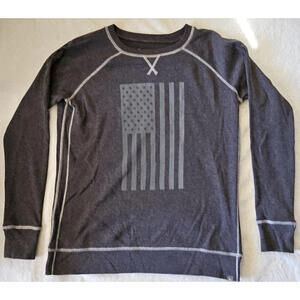 Womens Eddie Bauer American Flag Legendwash Size Small Long Sleeve Pullover